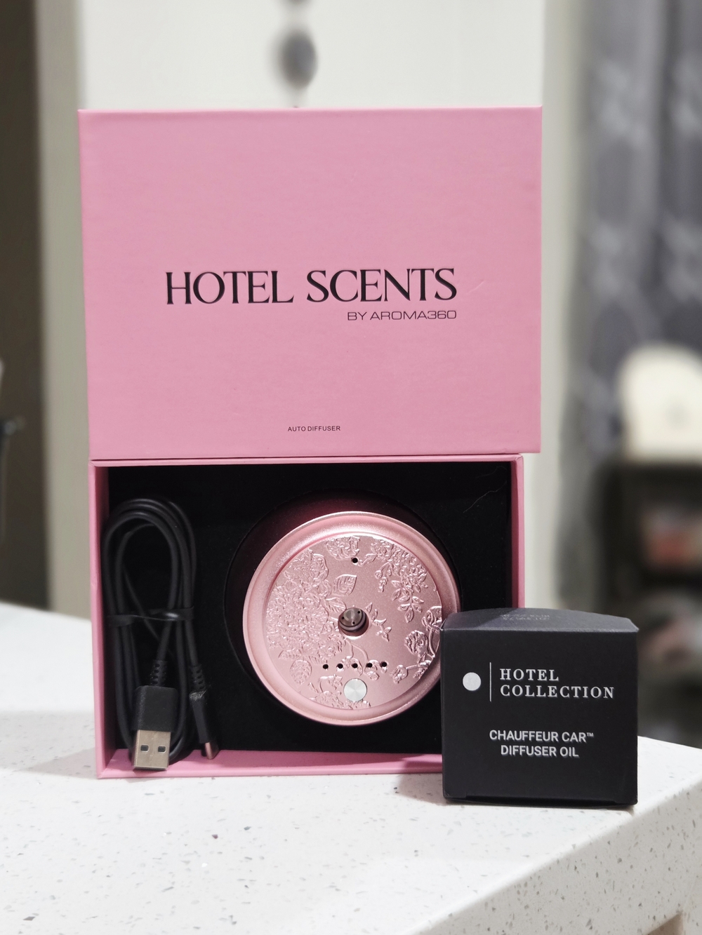 🚗Hotel Scents by AROMA360 Pink Auto Diffuser With Pro Pod In MY WAY